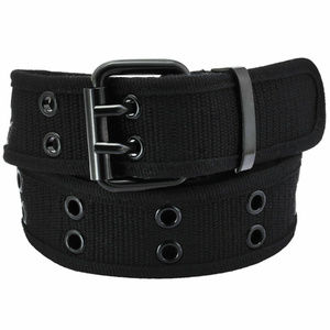 Premium Double Row Black Belt 2 Hole Canvas